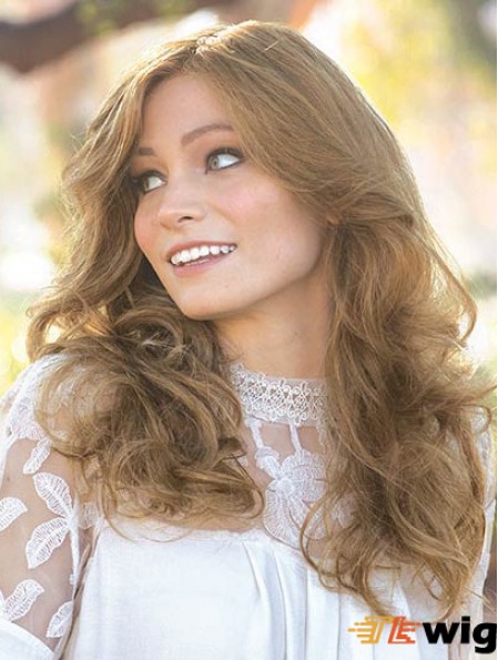 Blonde Long 16 inch Without Bangs Modern Human Hair Wigs