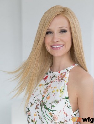 Durable Blonde Long Straight Without Bangs Human Hair Wigs