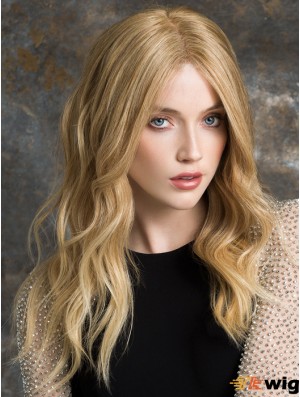 Long Lace Front Wigs 100% Hand Tied Blonde Color Wavy Style