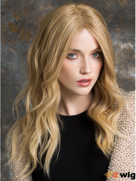Long Lace Front Wigs 100% Hand Tied Blonde Color Wavy Style
