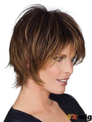Layered Real Human Hair Wigs With Capless
