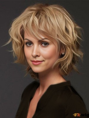 Blonde Layered Curly 12 inch Humanhair Wigs