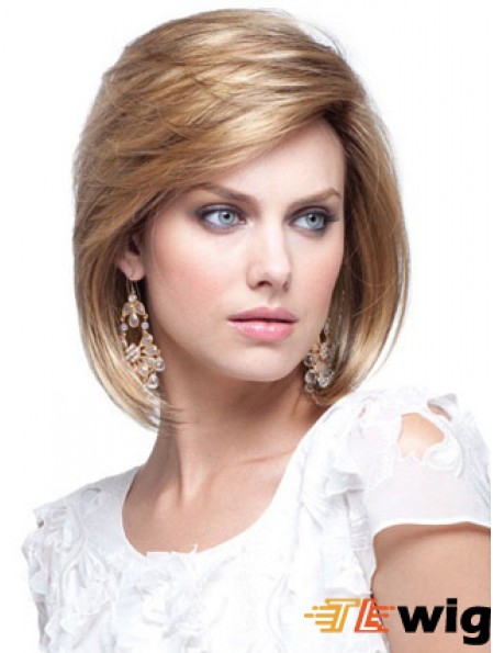 Human Hair Bob Wigs Chin Length Capless Blonde Color Bobs Cut