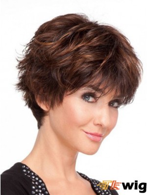 Remy Human Wigs Layered Short Wavy