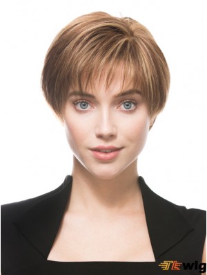Monofilament Human 100% Hand Tied Boycuts Short Length Straight Style