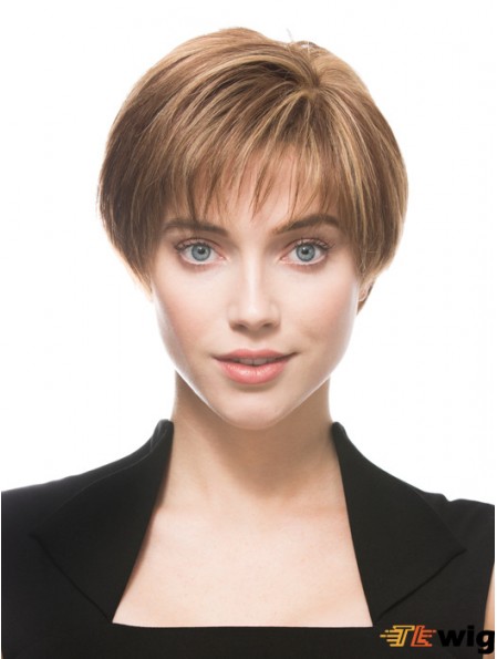 Monofilament Human 100% Hand Tied Boycuts Short Length Straight Style