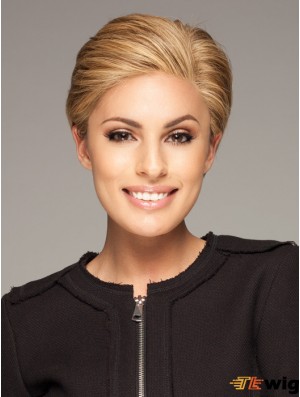 Lace Front Wigs 100% Hand Tied Brown Color Boycuts Short Length