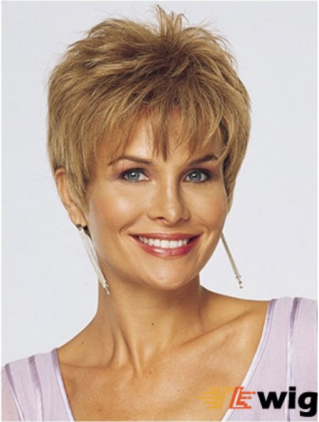 Front Lace Human Hair Wigs With Monofilament Cropped Length Boycuts