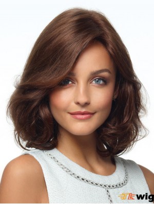 Curly Monofilament Human Wigs Brown Color