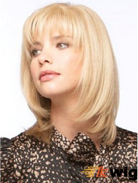 Human Hair Monofilment Wigs With Bangs Monofilament Straight Style