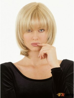 Monofilament Human Hair Topper UK Straight Style With Bangs