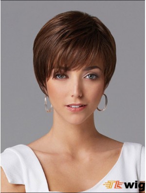Hair Wigs For Women Cropped Length Straight Style Auburn Color