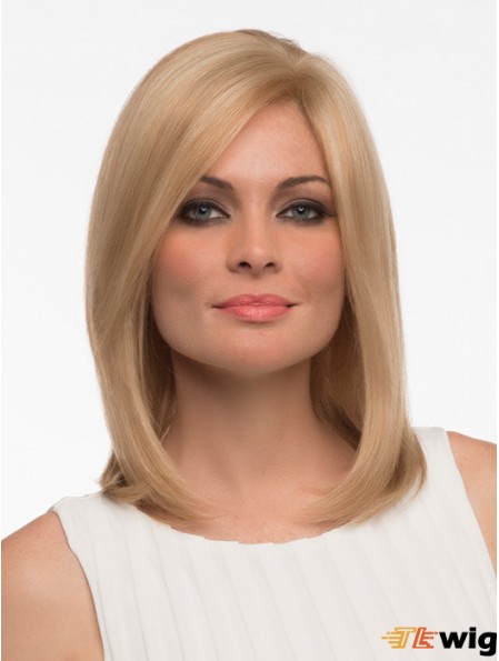 Straight Human Hair Straight Style Shoulder Length Blonde Color