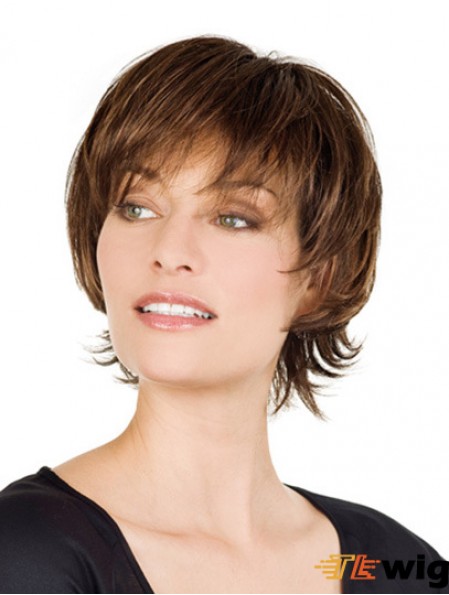 Monofilament Human Hair Wigs Sale Lace With Bangs Front Short Length