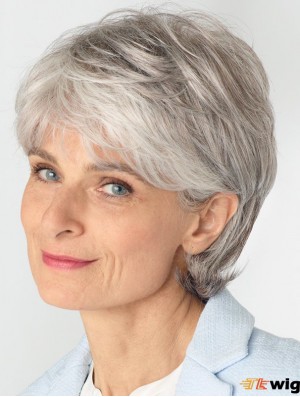 Ladies Grey Remy Human Wigs Straight Style