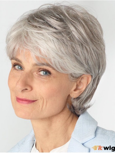 Ladies Grey Remy Human Wigs Straight Style
