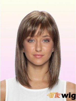 Glueless Human Hair Lace Front Wigs With Bangs 