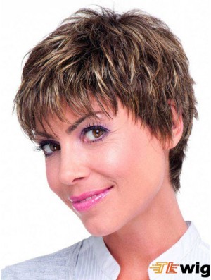 Human Hair Wigs Monofilament Brown Color
