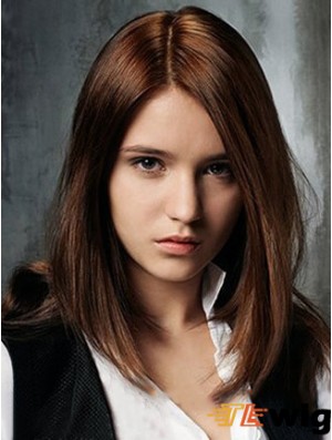 Front Straight Human Hair Shoulder Length Straight Style Auburn Color