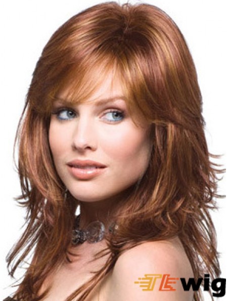 Layered Comfortable Wavy Auburn Long Synthetic Wigs
