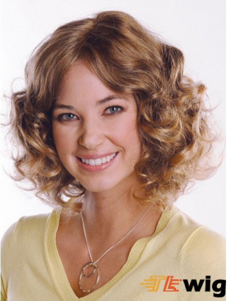 Synthetic Curly Chin Length Capless Curly Style Brown Color