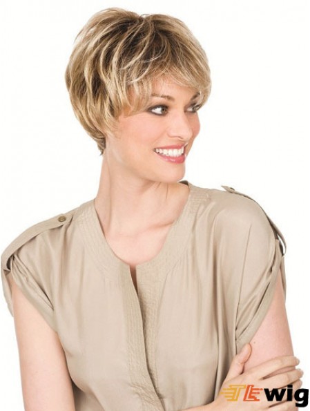 Human Hair Blonde Wigs With Lacr Front Chin Length Straight Style