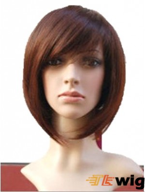 Auburn 10 inch Wavy Short Remy Human Hair Monofilament Bob Wigs