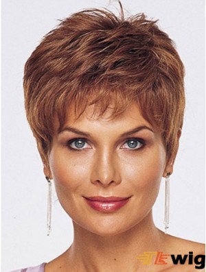 Straight Cropped Length Auburn Color wigs