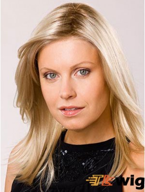Monofilam Remy Huamn Long Straight Blonde Cheap Monofilament Wigs UK