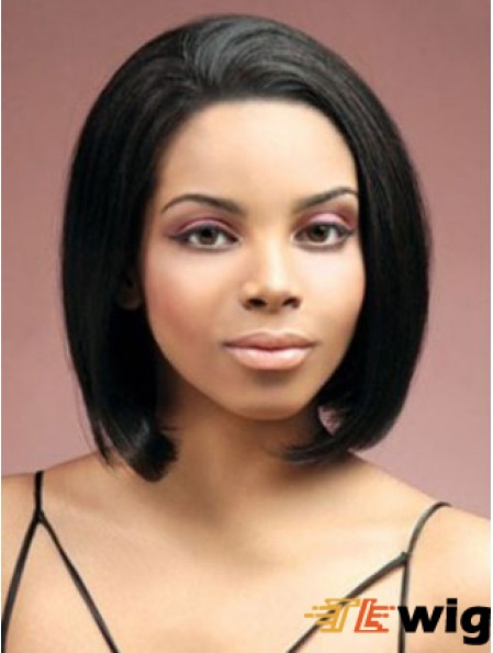 Lace Front Chin Length Yaki Black Stylish Bob Wigs