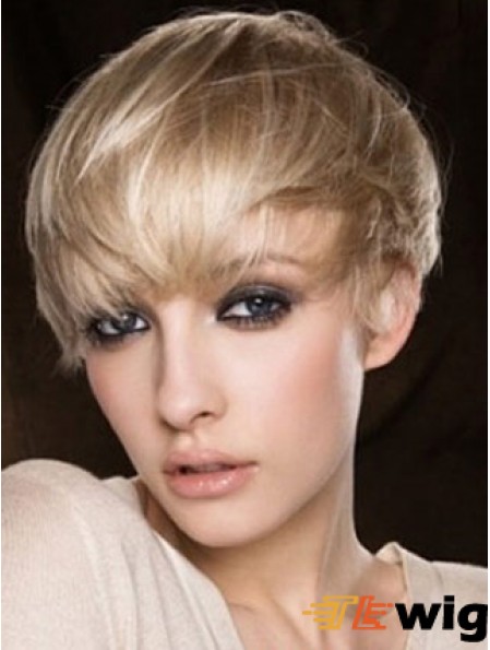 Blonde Human Hair Wig Cropped Length Straight Style Boycuts