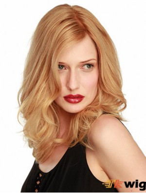 14 inch Blonde Shoulder Length Without Bangs Wavy Ideal Lace Wigs