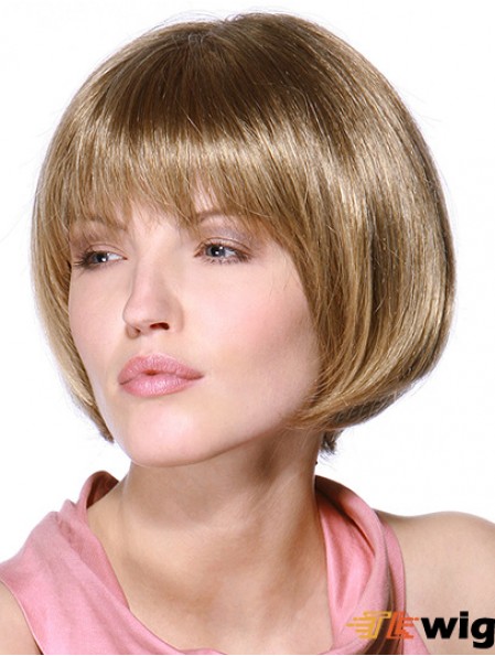 Layered Bob 100% Hand Tied Blonde Color Straight Style Chin Length