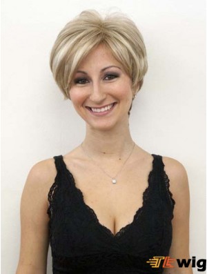 Blonde Human Wigs With Lace Front Wavy Style Short Length