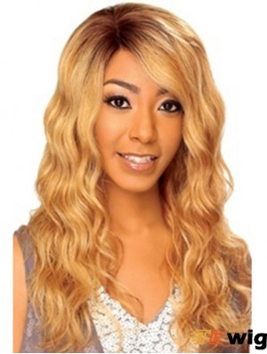 22 inch Blonde Long Without Bangs Wavy High Quality Lace Wigs