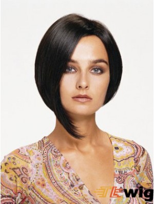Lace Front Chin Length Straight Black Affordable Bob Wigs