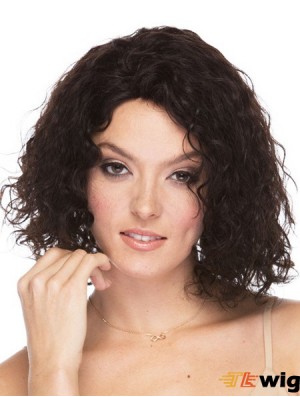 Curly Brazilian Human Hair Shoulder Length Brown Color