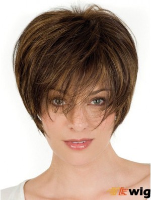 Human Hair Brown Wigs With Lace Front Wavy Style