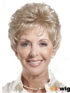 Real Hair Wigs For Older Women Cropped Length Auburn Color Classic Cuts