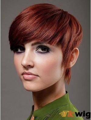Boycuts Top Straight Red Short Human Hair Wigs