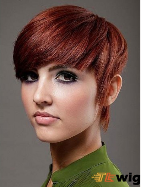 Boycuts Top Straight Red Short Human Hair Wigs