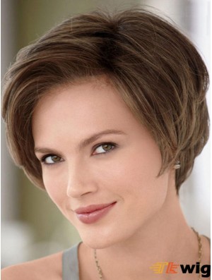 Brown Real Monofilament Wigs Without Bangs