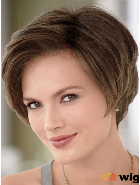 Brown Real Monofilament Wigs Without Bangs