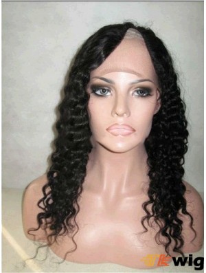 16 inch Lace Front Curly Black Discount U Part Wigs