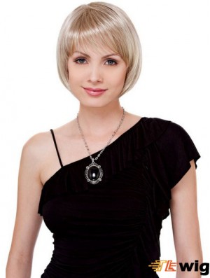 Bobs Chin Length Blonde Straight Comfortable Petite Wigs