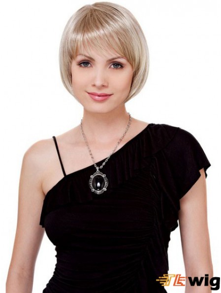Bobs Chin Length Blonde Straight Comfortable Petite Wigs