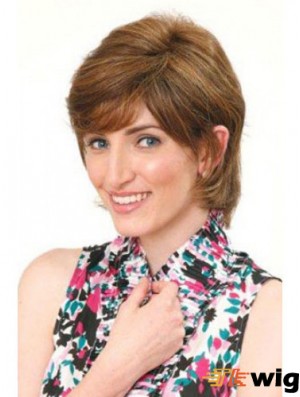 Classic Fabulous Straight Brown Chin Length Human Hair Wigs