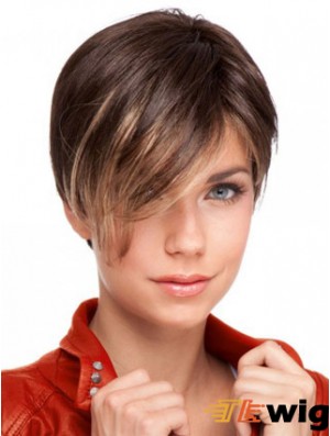 Auburn Cropped Designed Straight Boycuts Lace Wigs