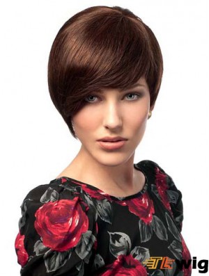Bobs Hairstyles Straight Auburn Short Human Hair Wigs