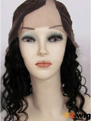 14 inch Lace Front Curly Black Good U Part Wigs